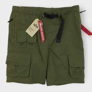 NEW! Alpha Industries Belted Cargo Shorts Utility Outdoor Casual‎ OG-107 Green L